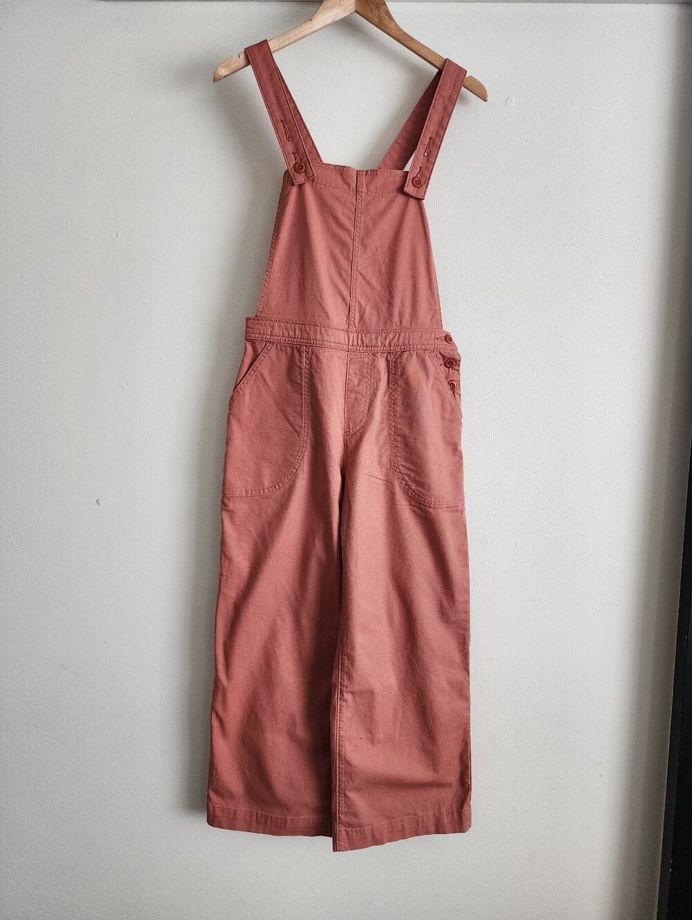 Patagonia Stand Up Cropped Overalls Orange Organic Cotton Utility Summer Sz 2 - Picture 3 of 16